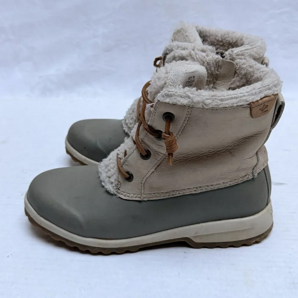 Sperry Womens Boots Maritime Repel Waterproof Faux Fur Tan Size 7 Outdoor Winter